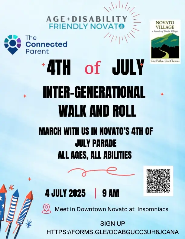 Flyer for ADFN Fourth of July Inter-generational walk an roll